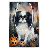 カボチャ日本のの怖いハロウィーンチン ミディアムペーパーバッグ (正面)