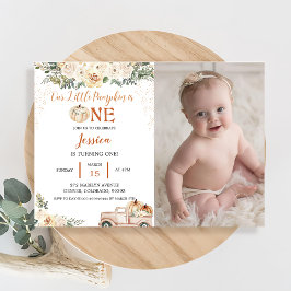 カボチャ最初の誕生日私たちの小さなカボチャは1つ 招待状