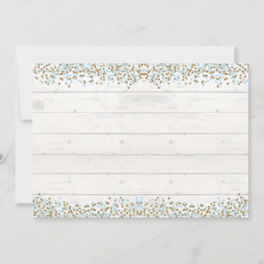 カボチャ最初誕生日の招待状の青および金ゴールド 招待状 (裏面)