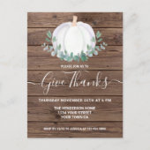 カボチャ木材感謝祭はがき招待状 インビテーションポストカード (正面)