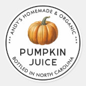 カボチャ果汁保存用ラベル ラウンドシール (正面)