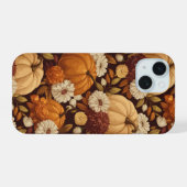 カボチャ柄　秋の収穫祭デザイン iPhone 15ケース (裏面横)