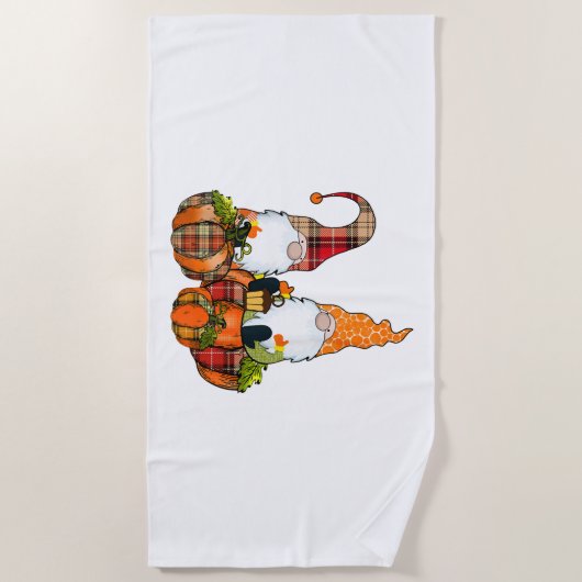 カボチャ格言秋秋かわいいハロウィーン ビーチタオル (正面)