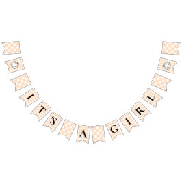 カボチャ桃ギンガム女の子のバンティング旗 バンティングフラッグ