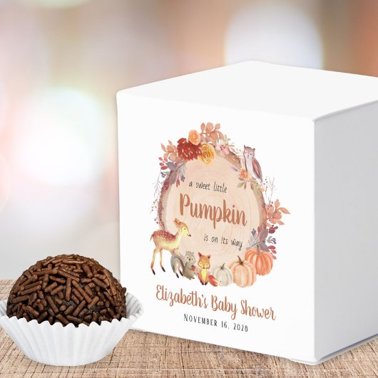 カボチャ森林動物ベビーシャワーありがとう フェイバーボックス