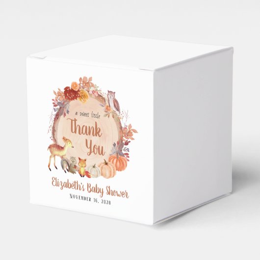 カボチャ森林動物ベビーシャワーありがとう フェイバーボックス (正面サイド)