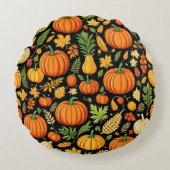 カボチャ模様の収穫日秋の装飾 ラウンドクッション (正面)