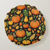 カボチャ模様の収穫日秋の装飾 ラウンドクッション (裏面)