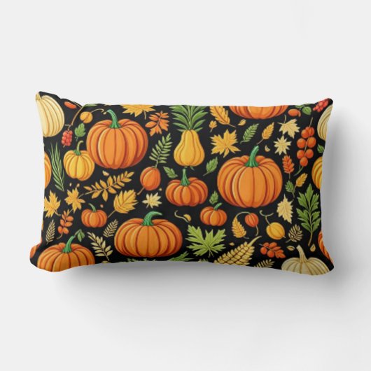 カボチャ模様の収穫日秋の装飾 ランバークッション (正面)