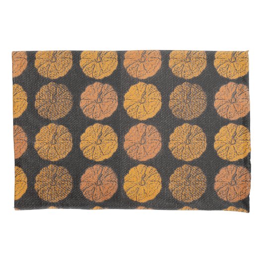 カボチャ模様オレンジ 枕カバー (正面)