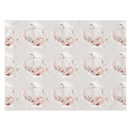 カボチャ模様秋フローラ水彩 テーブルクロス (正面(横))