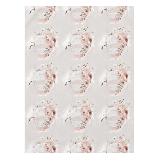 カボチャ模様秋フローラ水彩 テーブルクロス (正面)