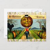 カボチャ氏(ヴィンテージハロウィンカード) ポストカード (正面/裏面)
