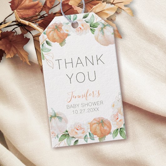 カボチャ水の色ベビーシャワーありがとうお願い ギフトタグ
