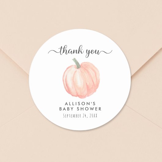 カボチャ水彩オレンジ色ベビーシャワーありがとう ラウンドシール