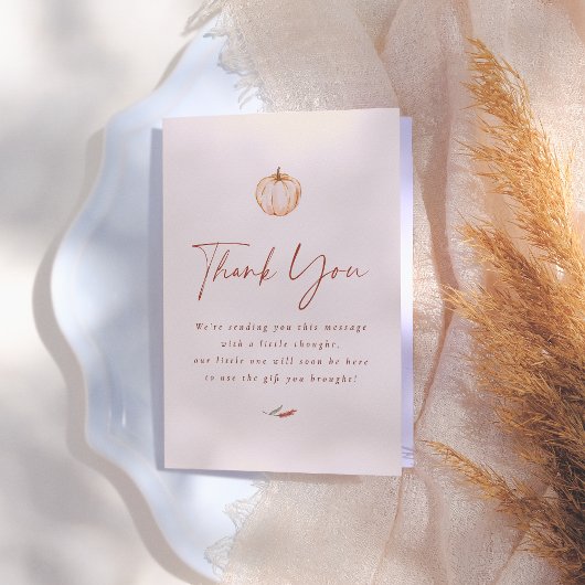 カボチャ水彩フローラ秋ベビーシャワー サンキューカード