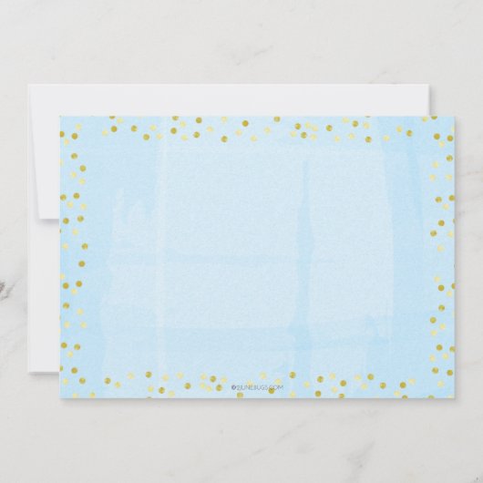 カボチャ水彩ブルー金ゴールド秋男の赤ちゃんシャワー 招待状 (裏面)