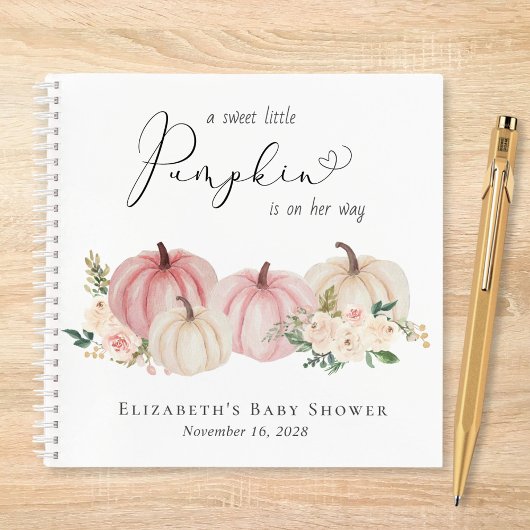 カボチャ水彩ベビーガールシャワーゲストブック ノートブック