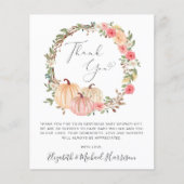 カボチャ水彩少女ベビーシャワーサンキューカード (正面)