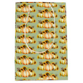 カボチャ水彩秋のひまわり ミディアムペーパーバッグ (正面)