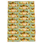 カボチャ水彩秋のひまわり ミディアムペーパーバッグ (裏面)