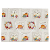 カボチャ水彩秋の花n紅葉ラ ラージペーパーバッグ (裏面)