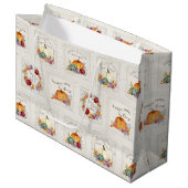 カボチャ水彩秋の花n紅葉ラ ラージペーパーバッグ (正面アングル)