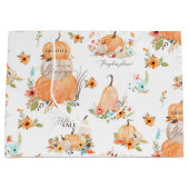 カボチャ水彩秋の花n紅葉 ラージペーパーバッグ (正面)