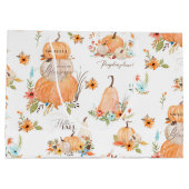 カボチャ水彩秋の花n紅葉 ラージペーパーバッグ (裏面)