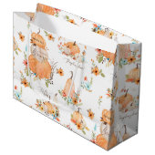 カボチャ水彩秋の花n紅葉 ラージペーパーバッグ (正面アングル)