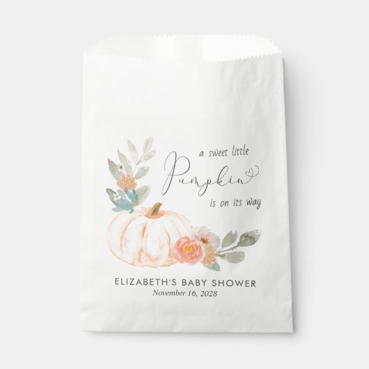 カボチャ水彩秋の赤ちゃんシャワー フェイバーバッグ (正面)