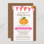 カボチャ水玉模様バンティンガール秋ベビーシャワー 招待状 (正面/裏面)