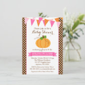 カボチャ水玉模様バンティンガール秋ベビーシャワー 招待状 (スタンド正面)