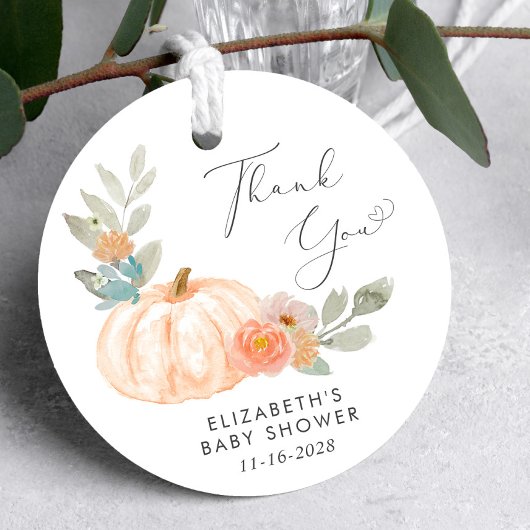 カボチャ水色ベビーシャワーありがとう フェイバータグ