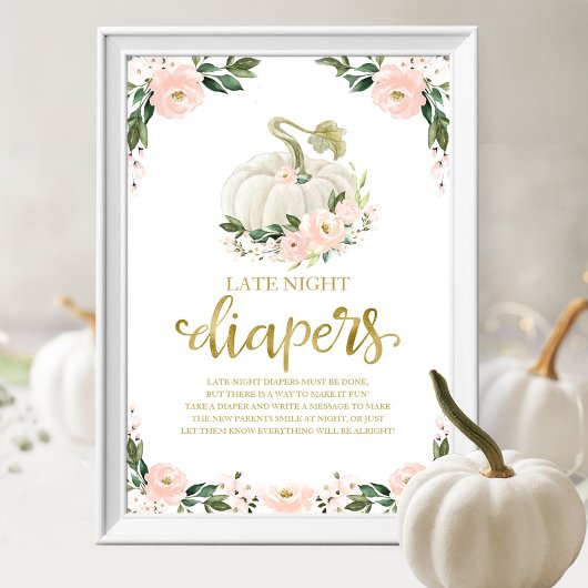 カボチャ深夜おむつ赤ちゃんシャワーゲームサイン ポスター