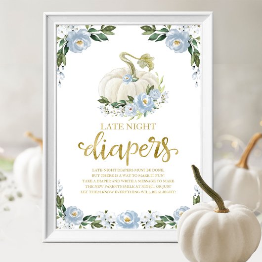 カボチャ深夜おむつ赤ちゃんシャワーゲームサイン ポスター