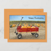 カボチャ満載のワゴンに感謝の気持ち シーズンポストカード (正面/裏面)