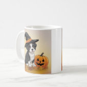 カボチャ犬ハロウィーンかわいいデザイン コーヒーマグカップ (正面左)