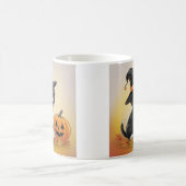 カボチャ犬ハロウィーンかわいいデザイン コーヒーマグカップ (中央)