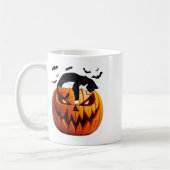 カボチャ猫タキシードのハロウィーンが人に興奮をもたらす コーヒーマグカップ (左)