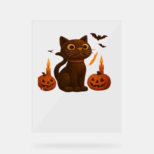 カボチャ猫ハロウィーンギフト特大T市 アクリルサイン (正面)