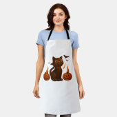 カボチャ猫ハロウィーンギフト特大T市 エプロン (着用した状態)