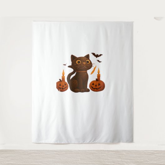 カボチャ猫ハロウィーンギフト特大T市 タペストリー (正面)