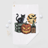 カボチャ猫ビールハロウィーン ゴルフタオル (インサイチュ)
