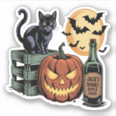 カボチャ猫ビールハロウィーン シール (正面)