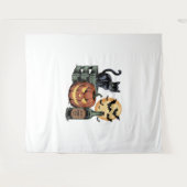 カボチャ猫ビールハロウィーン タペストリー (正面(横))