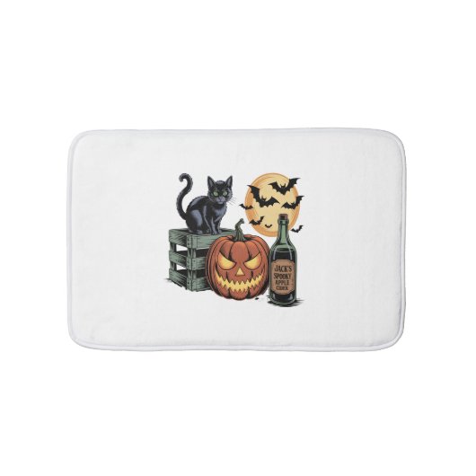カボチャ猫ビールハロウィーン バスマット (正面)