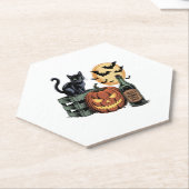 カボチャ猫ビールハロウィーン ペーパーコースター (アングル)