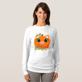 カボチャ猫ブープザノーズ長袖ティー Tシャツ (正面フル)