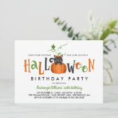 カボチャ猫 – ハロウィーン誕生日パーティー 招待状 (スタンド正面)